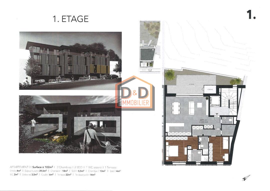 Appartement à Luxembourg-Neudorf, 102,50 m², 2 chambres, 1 salle de bain, 1 056 634 €